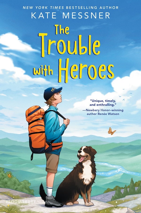 Book cover for author Kate Messner's new middle-grade novel titled The Trouble with Heroes