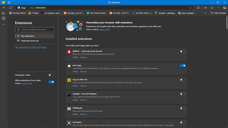 Allowing extensions for Google Chrome on Edge
