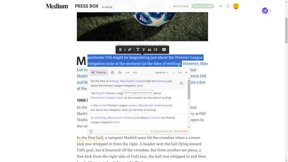 Wordtune extension for Google Chrome