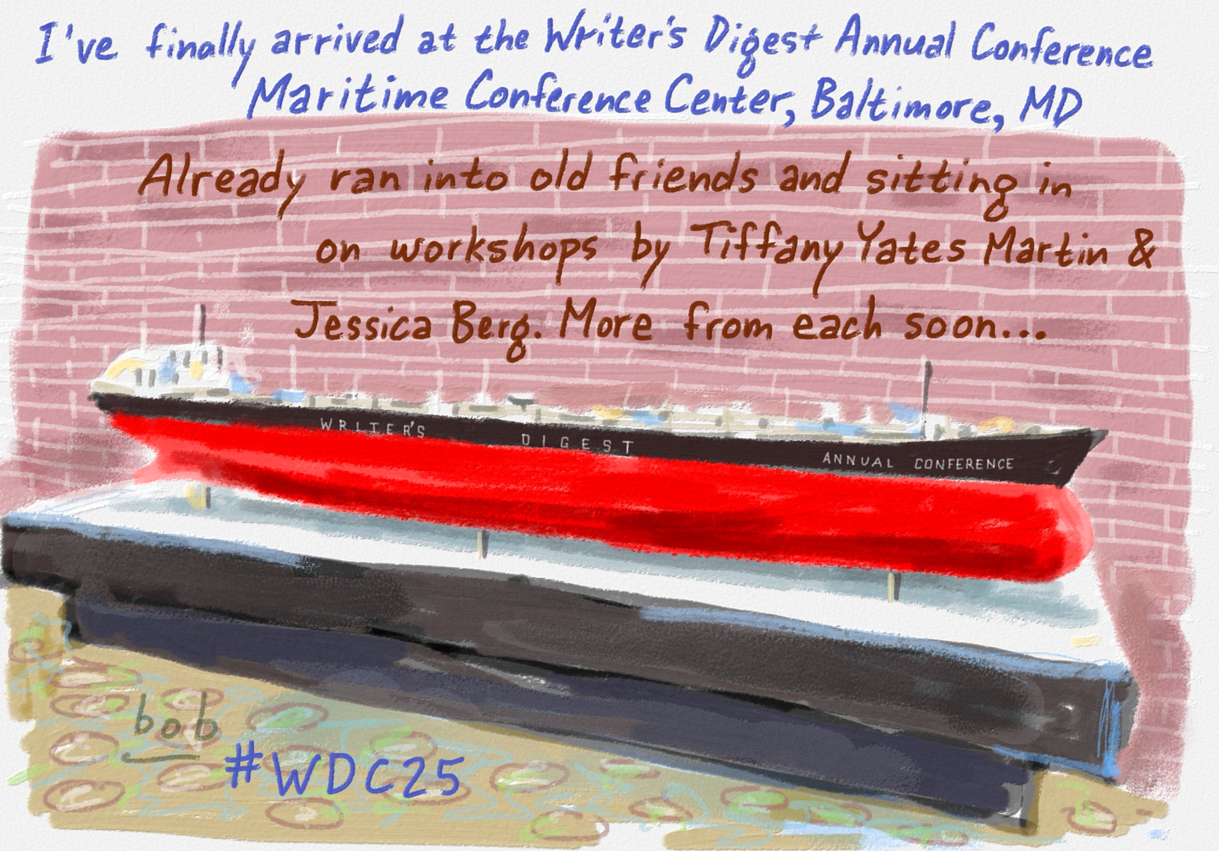 Bob Eckstein's drawing of the decor at the Maritime Conference Center for #WDC25