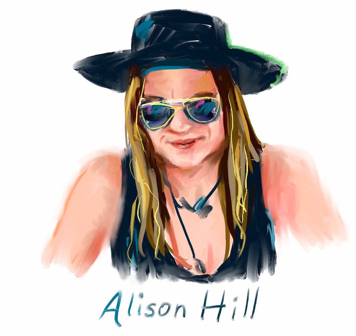 Bob Eckstein's drawing of journalist and instructor Alison Hill at #WDC25