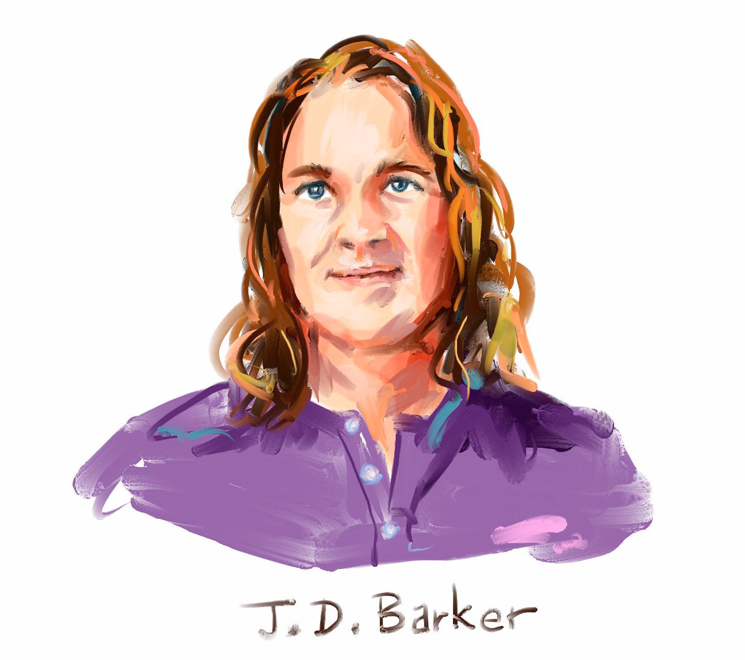 Bob Eckstein's drawing of novelist J.D. Barker at #WDC25